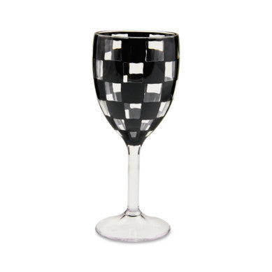Set of four black acrylic wine goblets with a classic stemware silhouette.