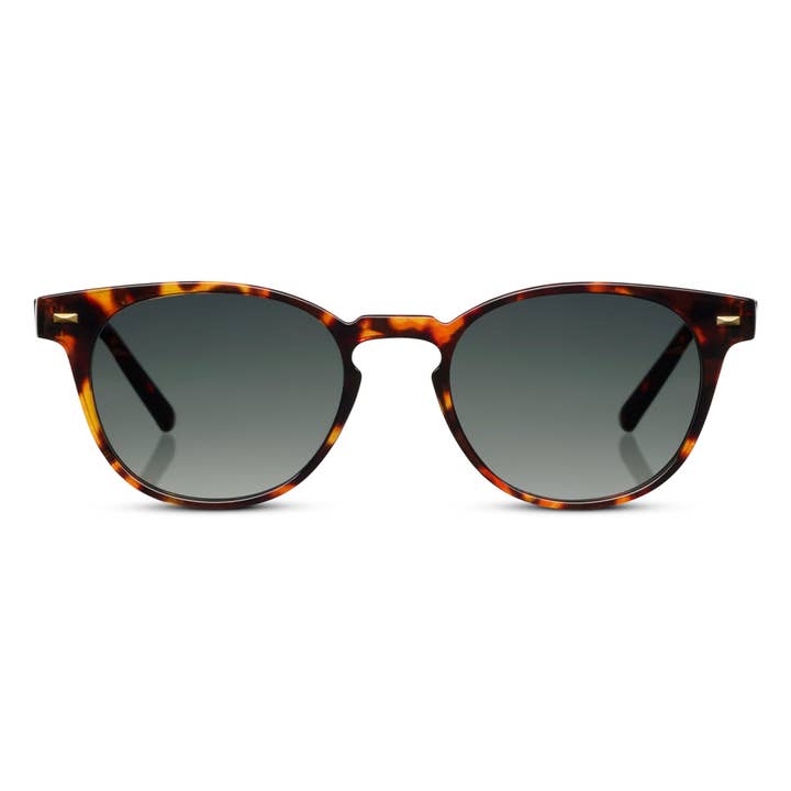 Tortoise polycarbonate bifocal sunglasses with amber gradient lenses and spring hinges