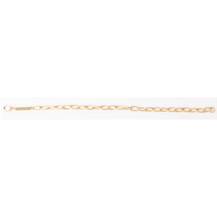 Silver link chain bracelet with a delicate Anna pendant featuring an oval stone.