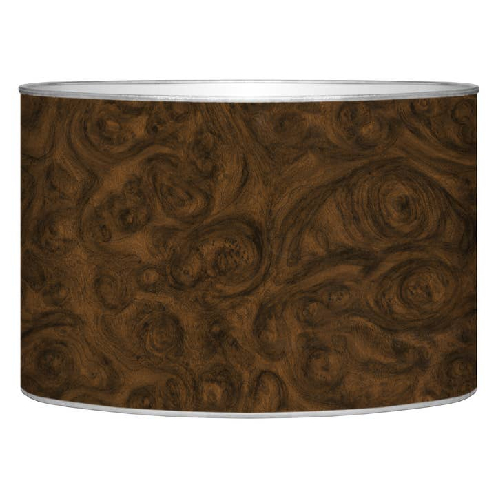 Burlwood letterbox desk organizer with a dark brown wood grain pattern and silver trim.