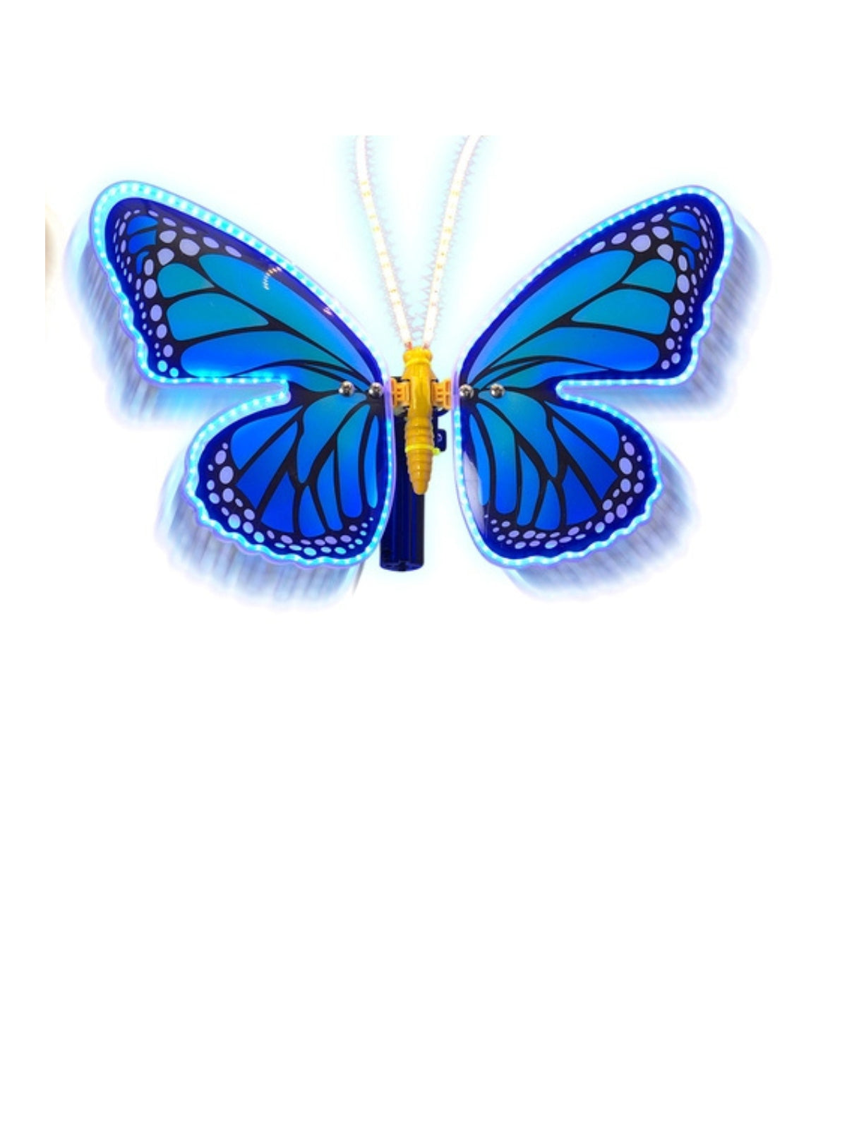 16-inch electric lighted and animated blue butterfly wall mount with glowing LED edges.