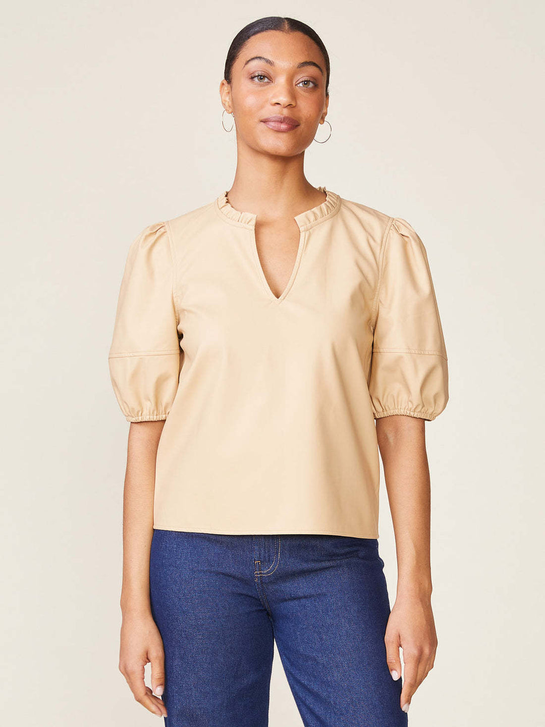 Kacey Vegan Leather Blouse