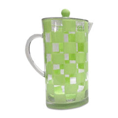 Green checkered acrylic pitcher with a handle