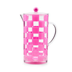 Pink checkered acrylic pitcher with handle