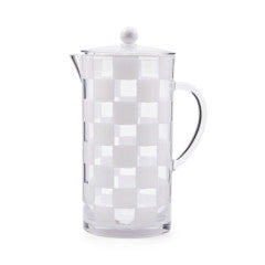 White acrylic pitcher with checkered pattern handle