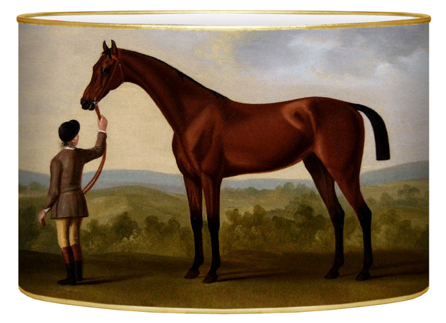 Chestnut Landscape Letter Box featuring a vintage painting of a brown horse and a groom.
