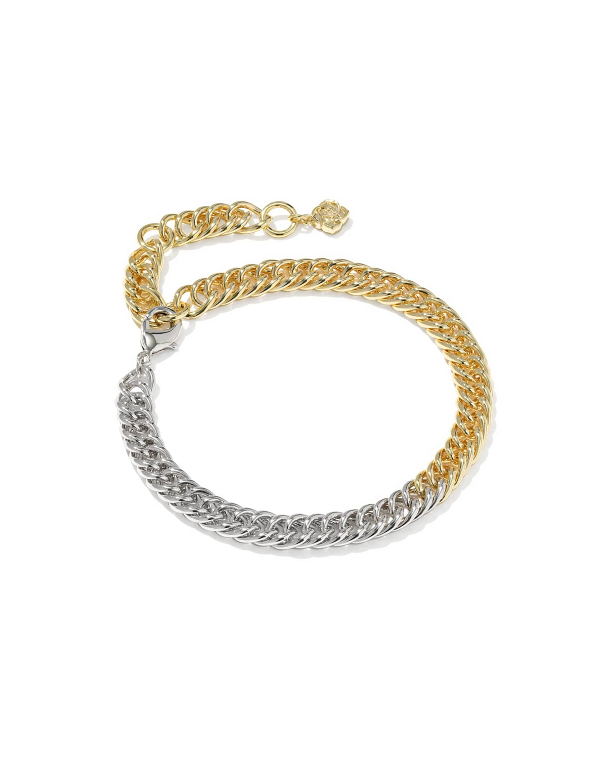 Colette Chain Bracelet featuring mixed gold and silver-toned curb links with a lobster clasp.