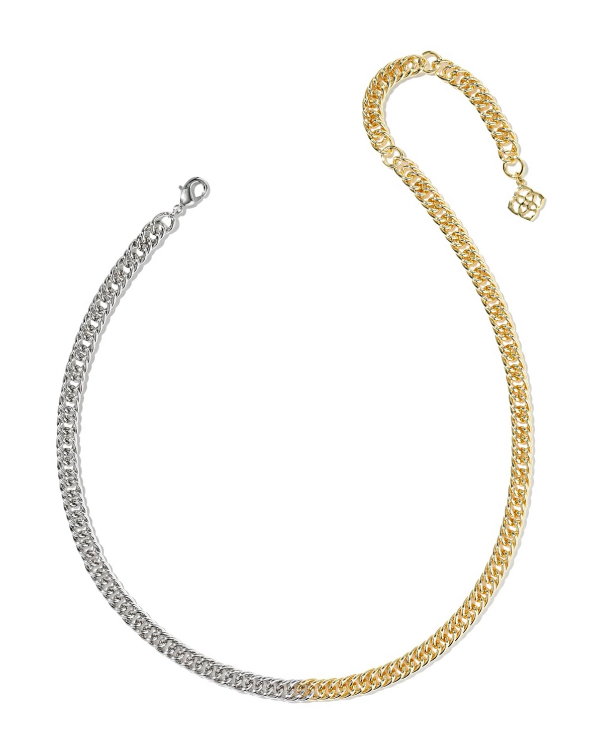 Colette mixed metal chain necklace featuring half 14k gold and half rhodium plated links.