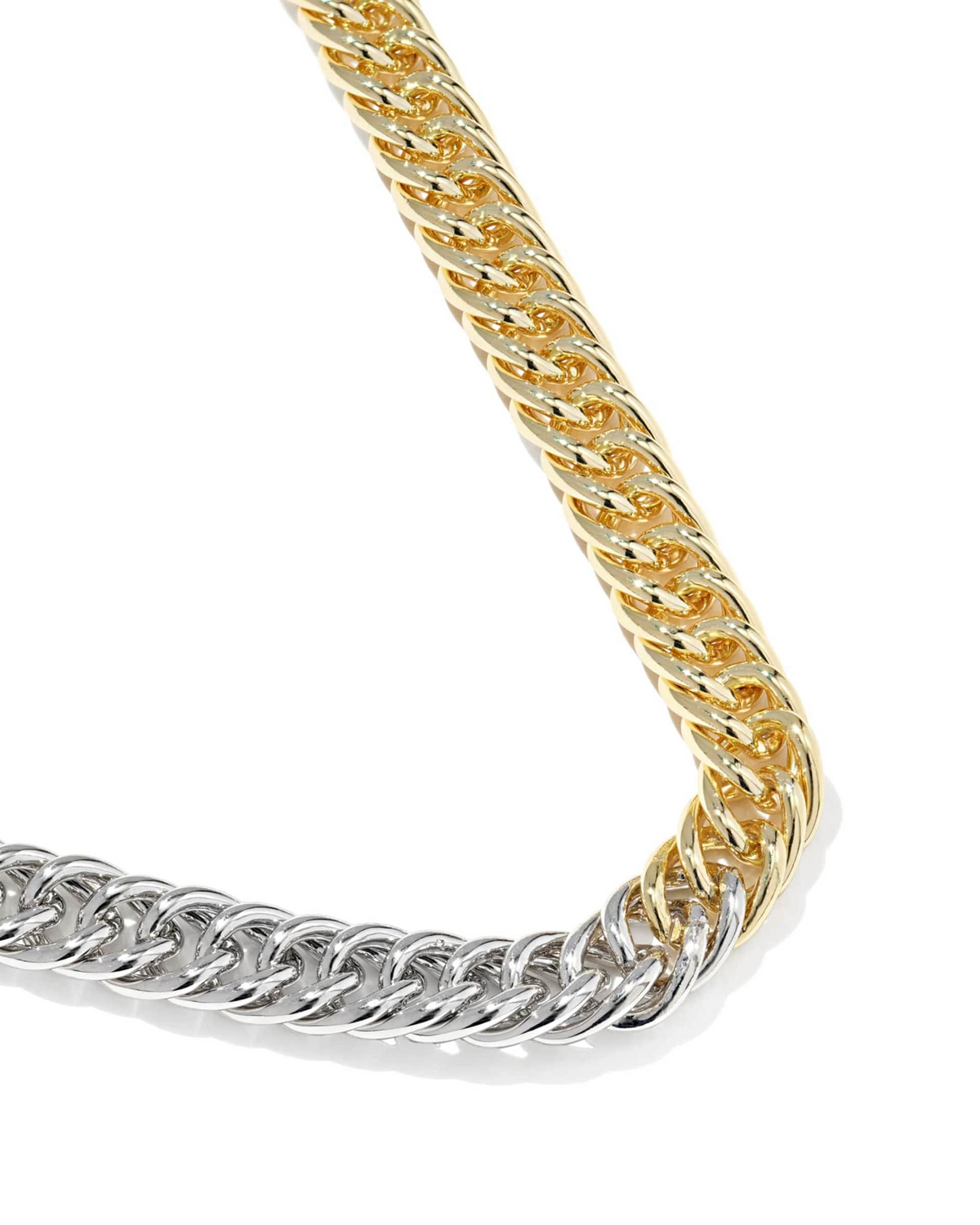 Close-up of the Colette Mixed Metal Chain Necklace featuring gold and silver-toned chunky links.