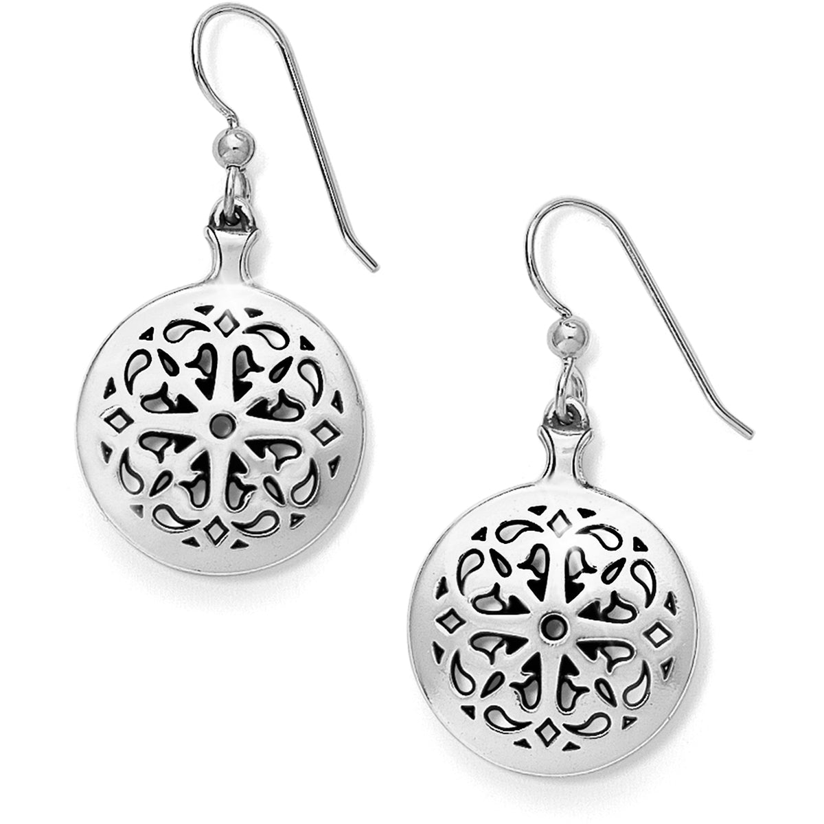 Silver plated French wire earrings with a classic drop silhouette.