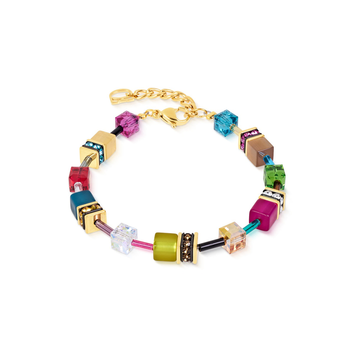 GeoCUBE Iconic Bracelet Multicolor Joy Gold with Swarovski crystals and gold-plated accents.