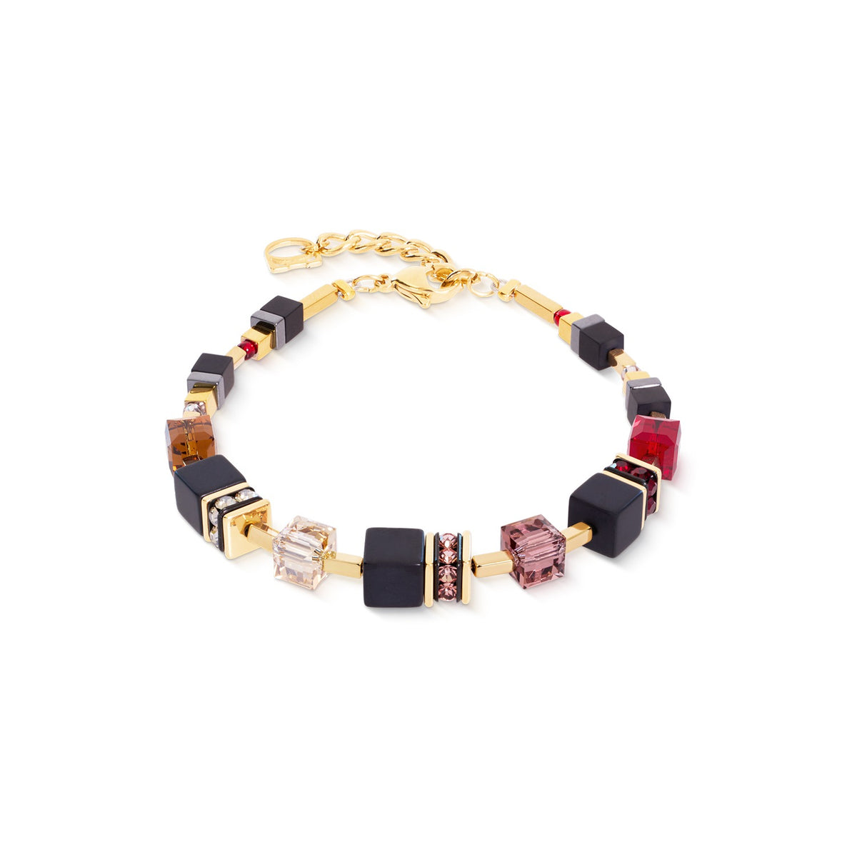 GeoCUBE Precious Classic Bracelet Ruby Noir with black onyx and ruby Swarovski crystals.