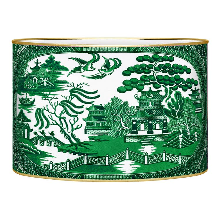 Green Willow Letter Box featuring a classic green and white chinoiserie landscape pattern.