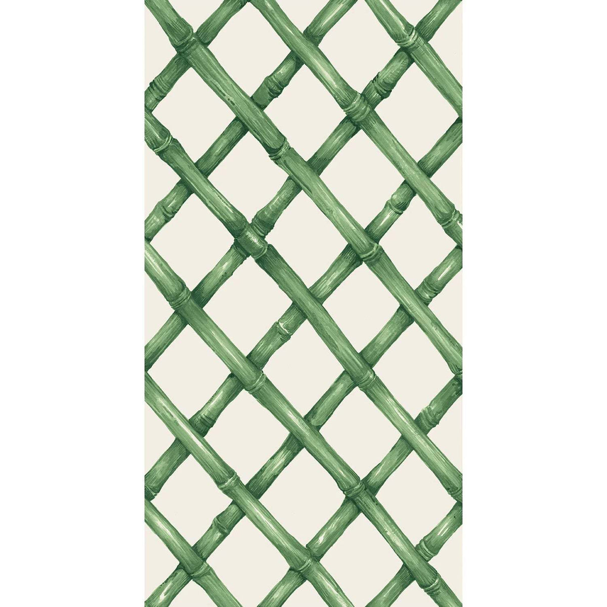 Green lattice-patterned guest napkin folded flat.