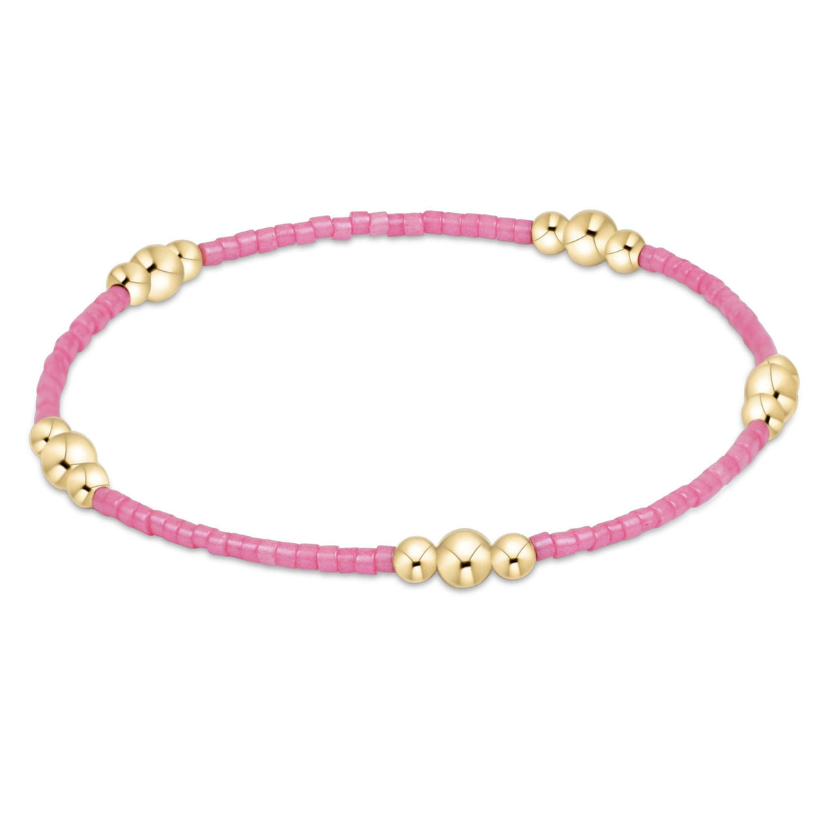 Hand-beaded gold-filled bracelet with seed beads in a Hope Purpose pattern on elastic.