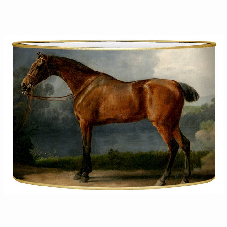 Oval letter box featuring a classic oil painting of a brown hunter horse in a landscape.