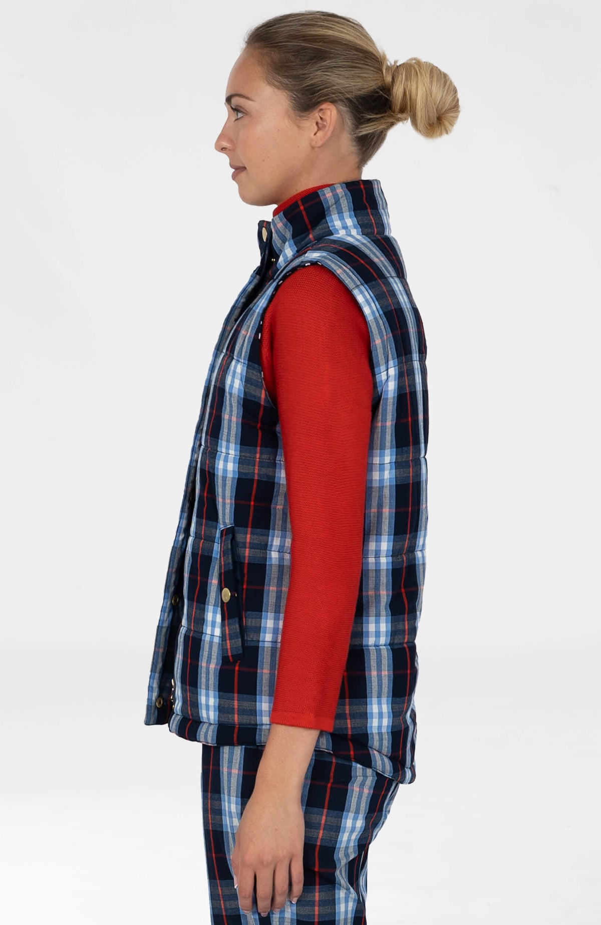 Blue Fabuloso Cotton Puffer Vest detail