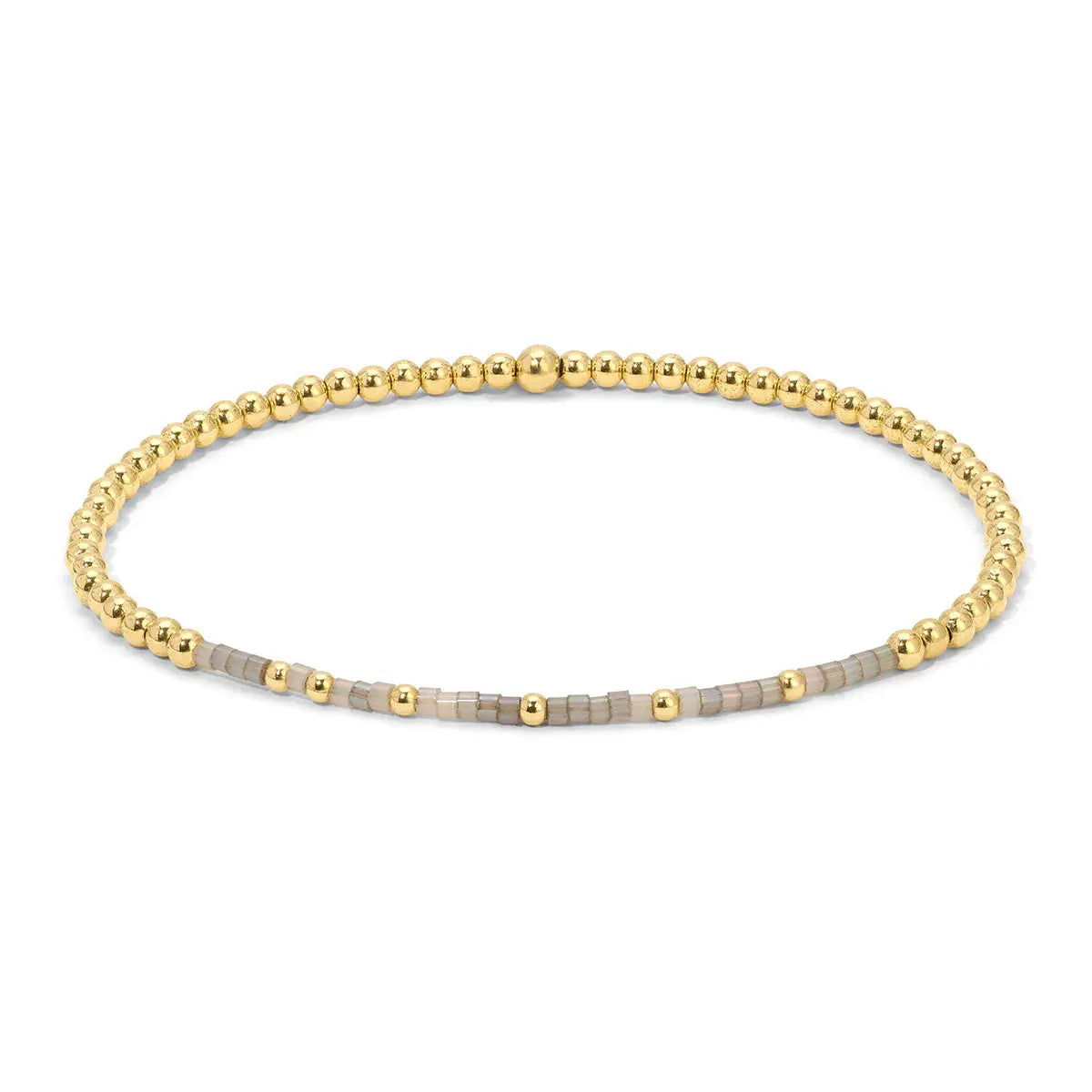 Elastic bracelet with 2.5mm gold-filled beads featuring a Morse code pattern spelling Jeremiah 29:11.