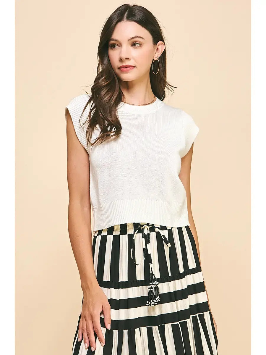 Kathy Cap Sleeves Knit Top