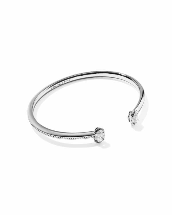 Kendra Scott Mini Elton Luxe Cuff Bracelet Rhodium White CZ 00