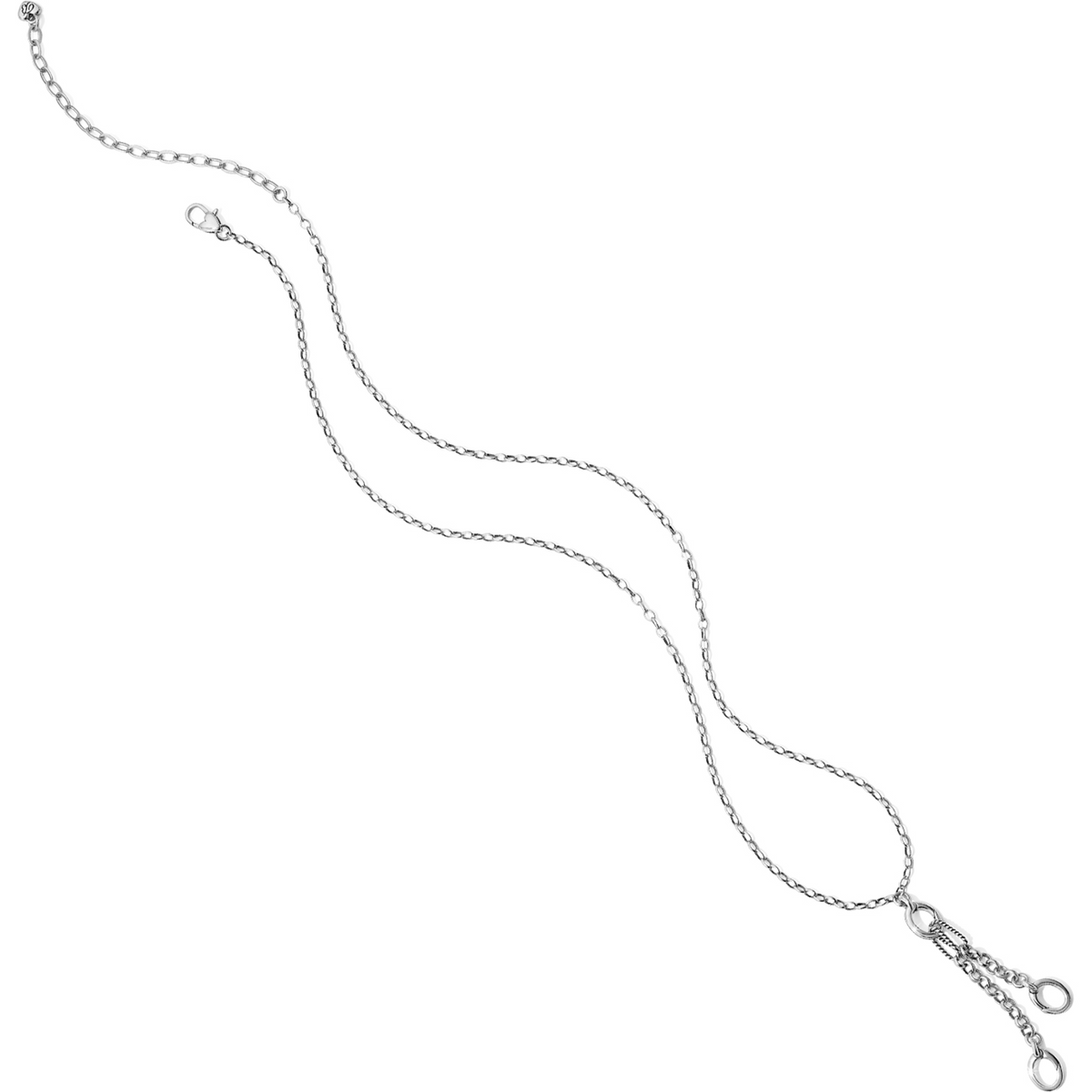 Silver-plated Lillian Charm Necklace with three easy-open links and a lobster claw closure.