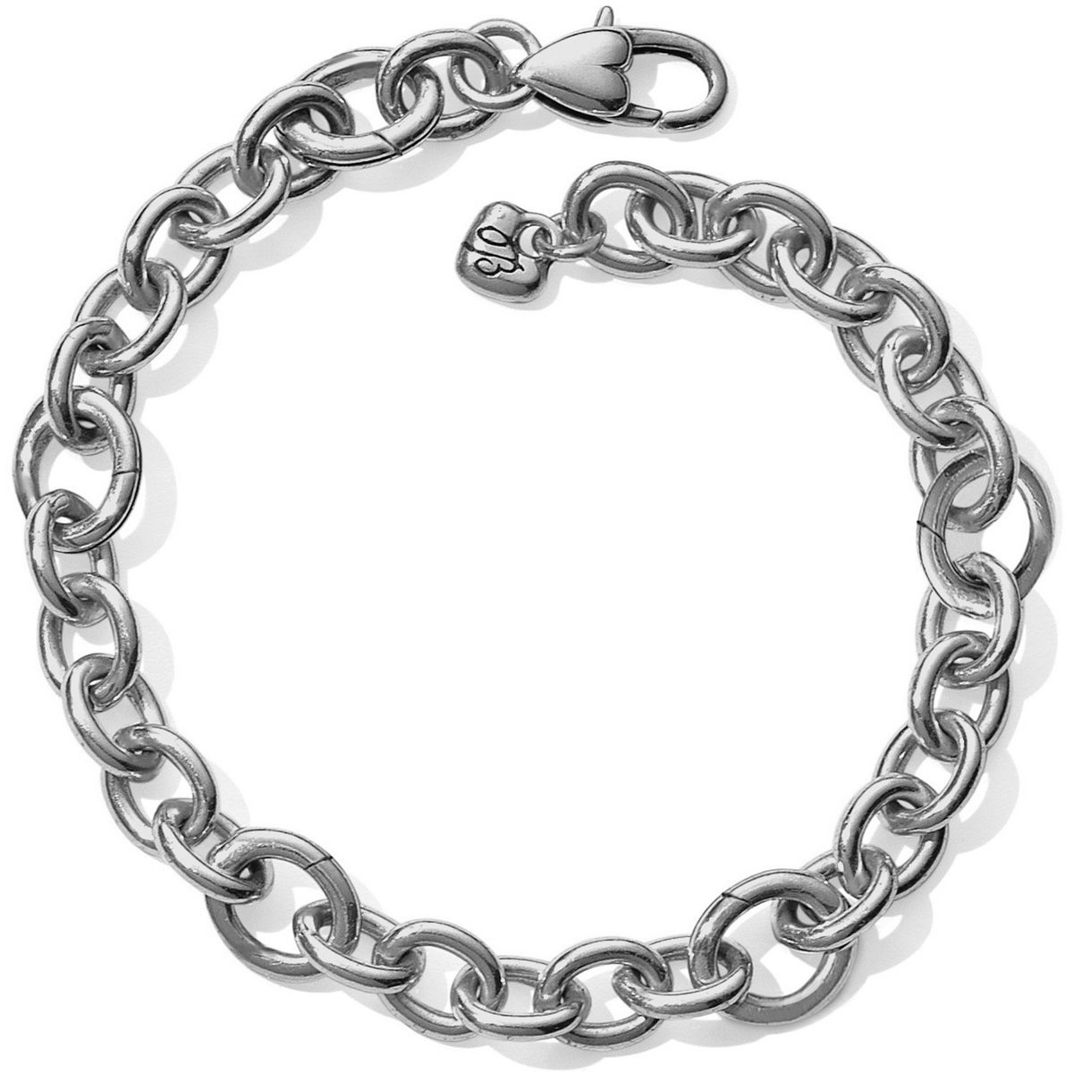 Silver-plated Luxe Link Charm Bracelet with chunky oval links and a heart-shaped lobster claw clasp.