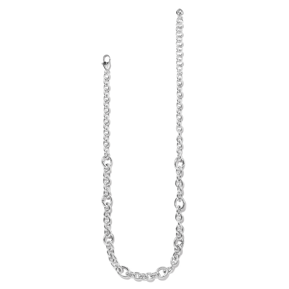 Silver Luxe Link Charm Holder necklace with lobster claw closure and eight charm holder stations.