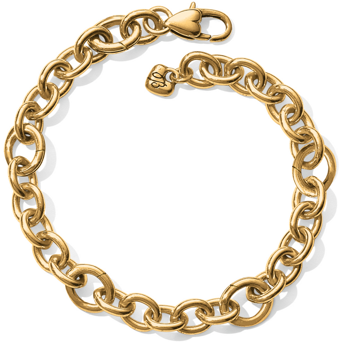 Luxe Link Gold Charm Bracelet featuring a chunky gold chain with a heart-shaped lobster claw clasp.