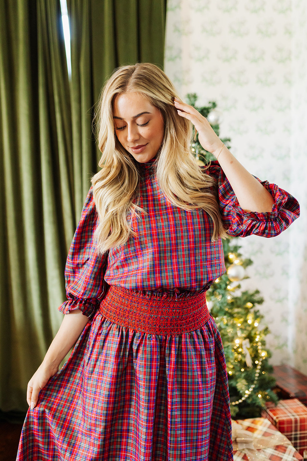 Mara Long Sleeve Bow Top in Raya pattern, view 1
