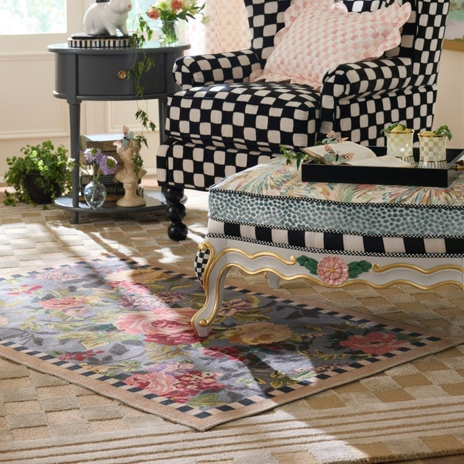 Mackenzie Childs Tudor Rose 3' X 5' Washable Rug