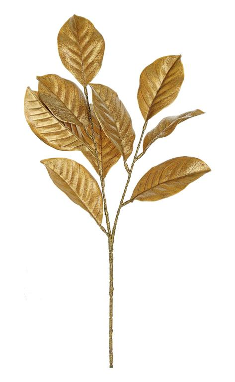 25-inch bronze magnolia leaf spray with textured metallic leaves on a single stem.