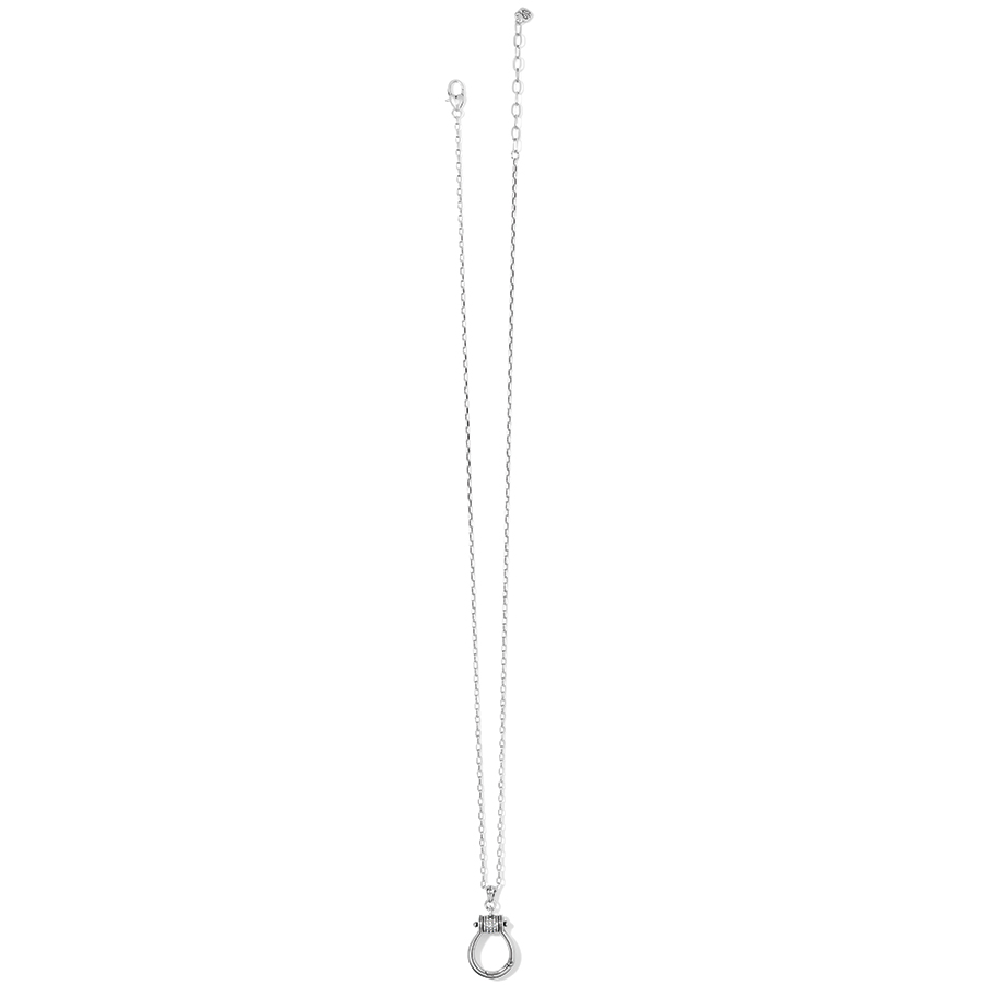 Meridian Petite Charm Holder Necklace in silver with a teardrop-shaped pendant and lobster claw.