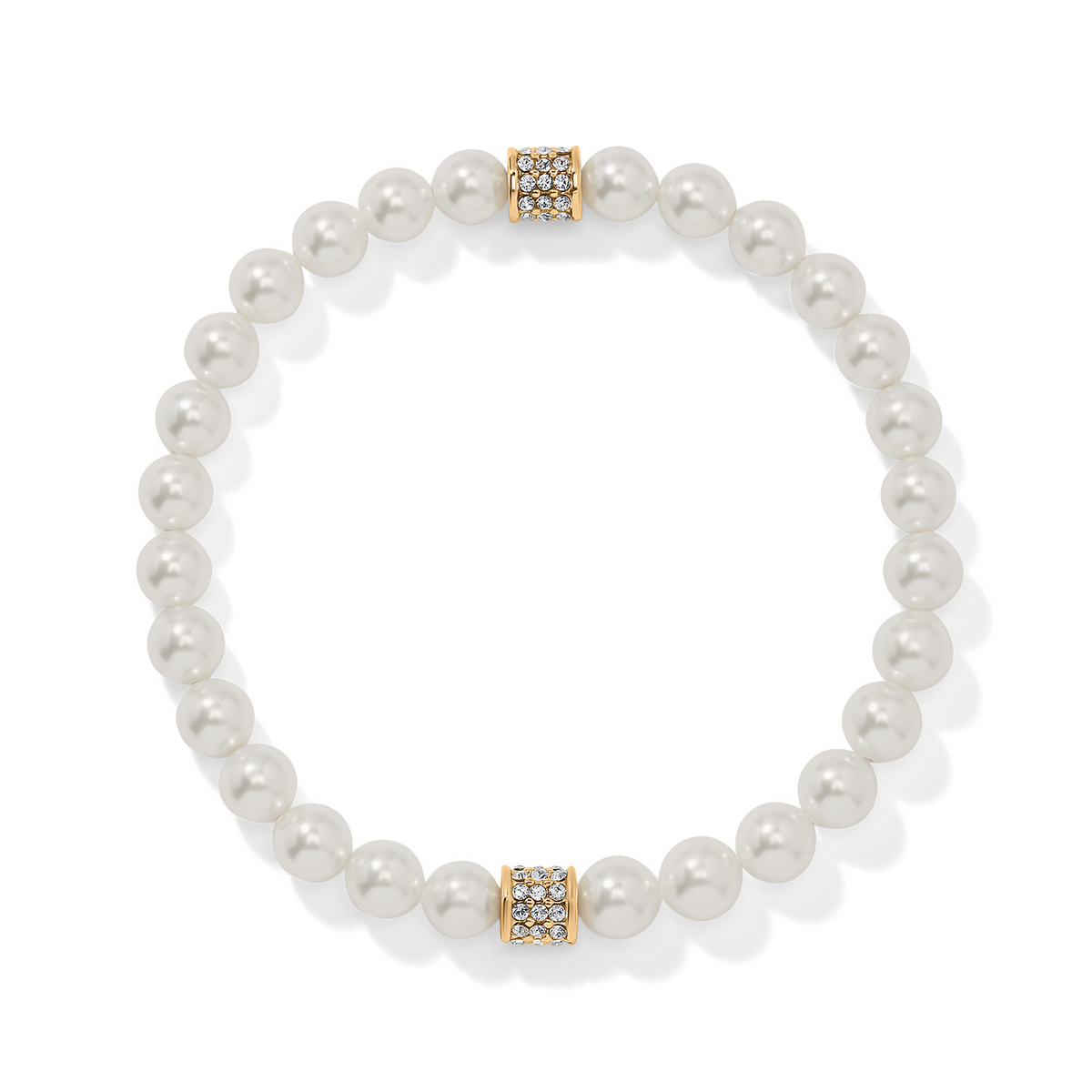Meridian Petite Pearl Station Bracelet with glass pearls and gold-plated crystal-studded stations.