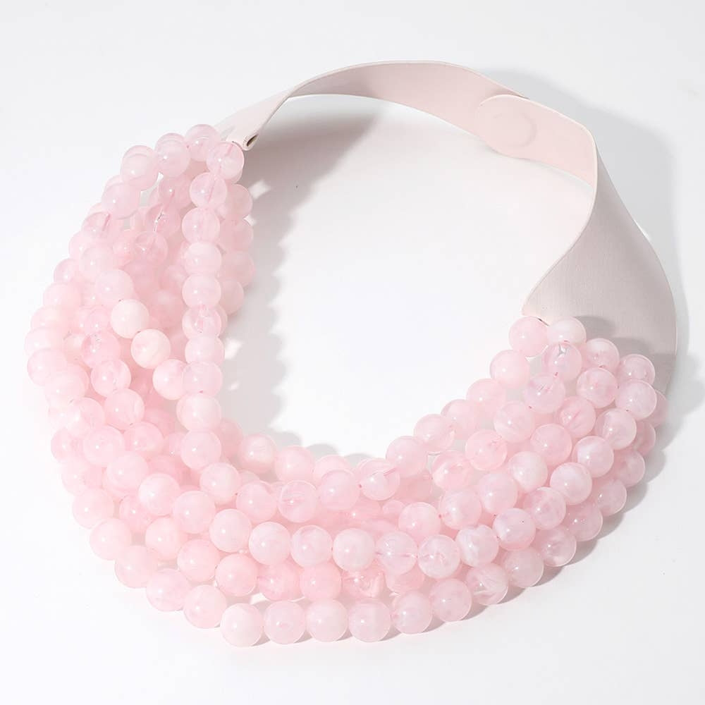 Pink multi-strand necklace with magnetic clasp