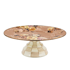 Large pedestal platter in Wild Rose Mauve with a raised rim on an elevated base.