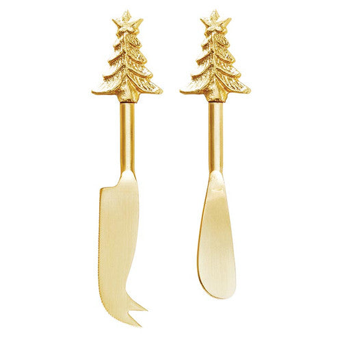Gold Tree Cheese Knives — set of two