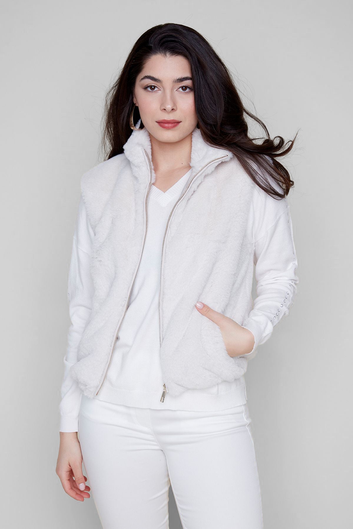 Ella Renuar R3879L-E3011 vest in Oyster