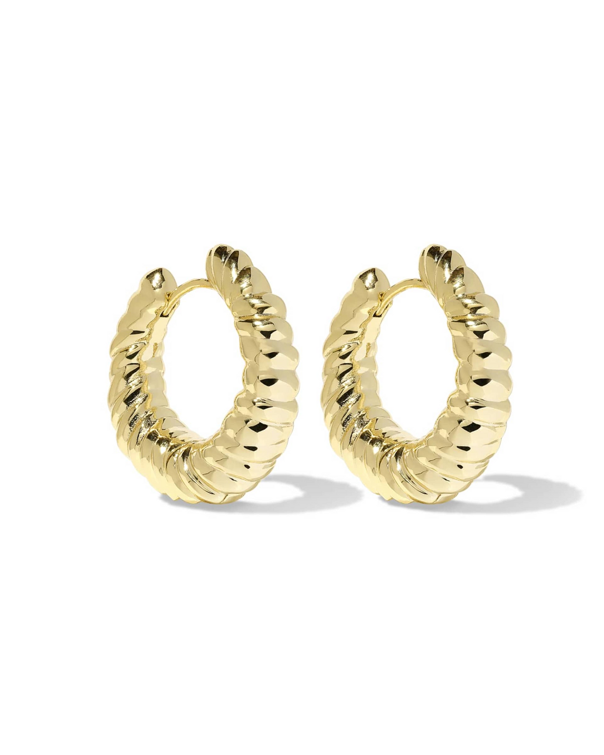 Pair of gold Sandy Hoop Earrings with a thick, sculptural twisted texture and a polished finish.