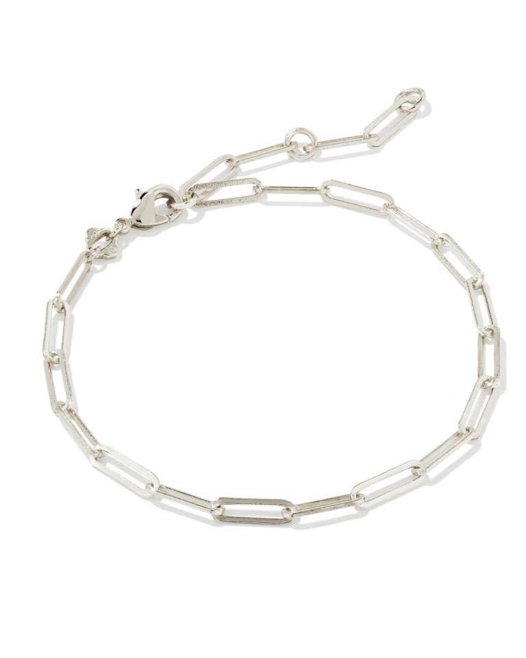 Silver rhodium over brass Courtney paperclip bracelet with lobster clasp