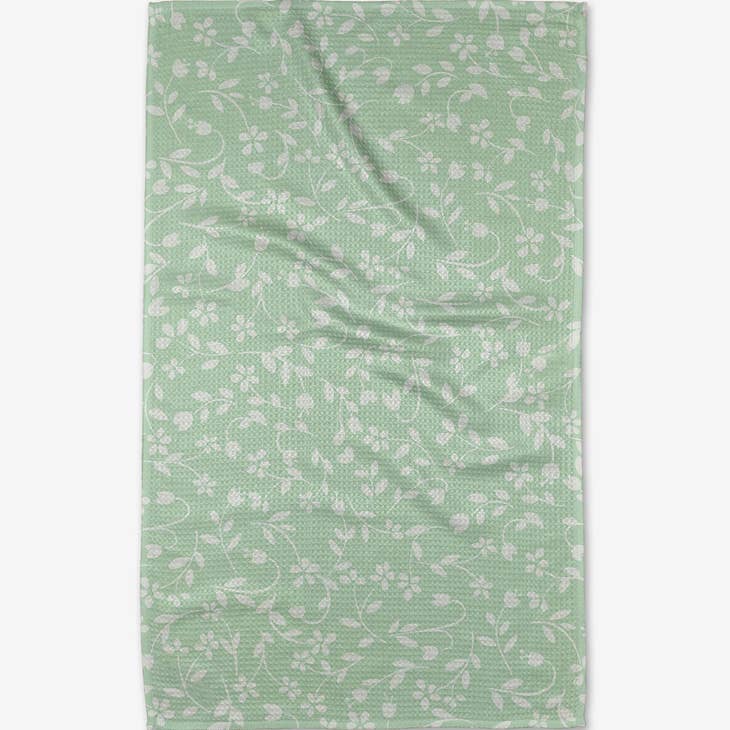 Spring Tea Towel in dandy yellow waffle weave with single-sided print