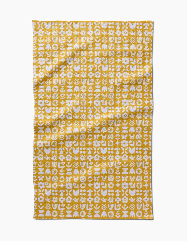 Spring Tea Towel in Scandi Spring waffle weave with single-sided print