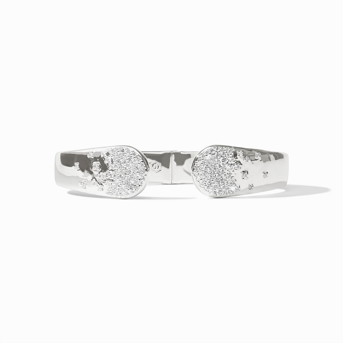 Silver Stardust Cuff bracelet with cubic zirconia detailing and a spring hinge closure.