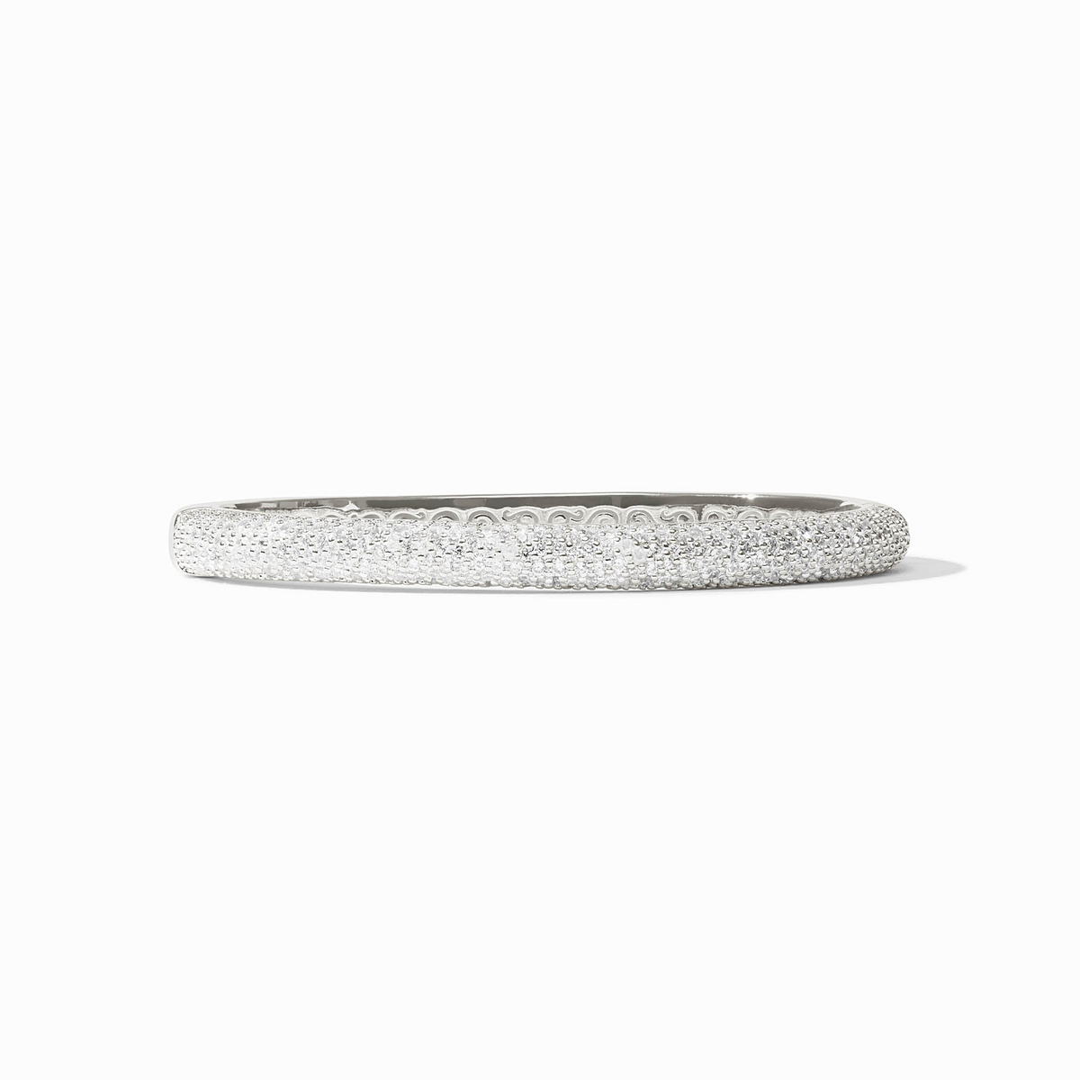 Stardust Hinge Bangle in silver with pavé cubic zirconia detailing and a sleek hinged design.