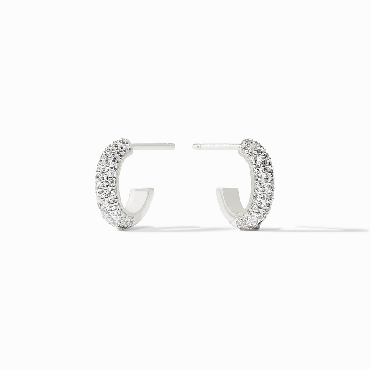 Pair of silver-plated Stardust Hoop earrings with cubic zirconia pavé detailing and post backs.