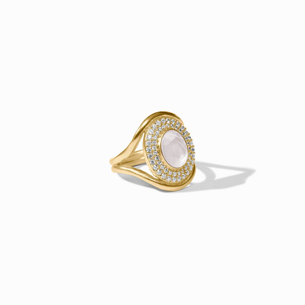 Stardust Statement Ring in 24K gold plate with an iridescent clear crystal and CZ accents.