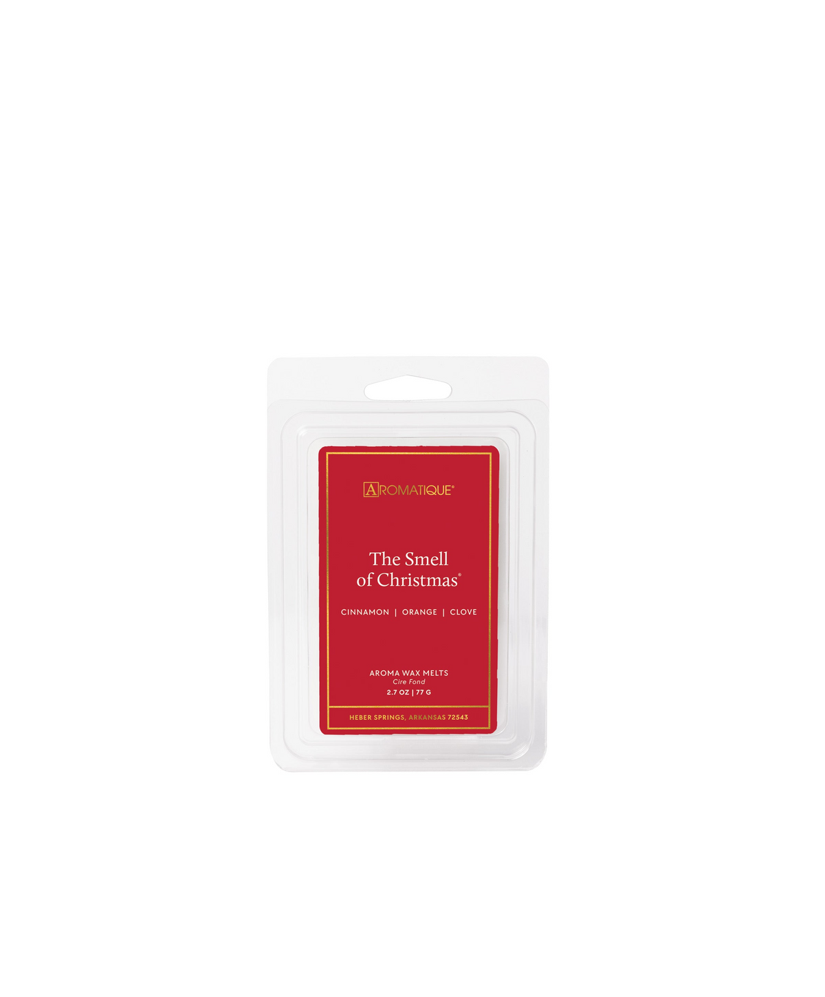 The Smell of Christmas Aroma Wax Melts in a clear plastic 8-cube tray with a red and gold label.