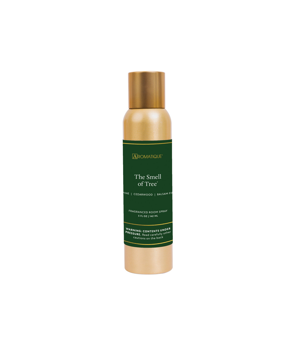 The Smell of Tree Aerosol Room Spray in a 5 oz gold canister with a green label.