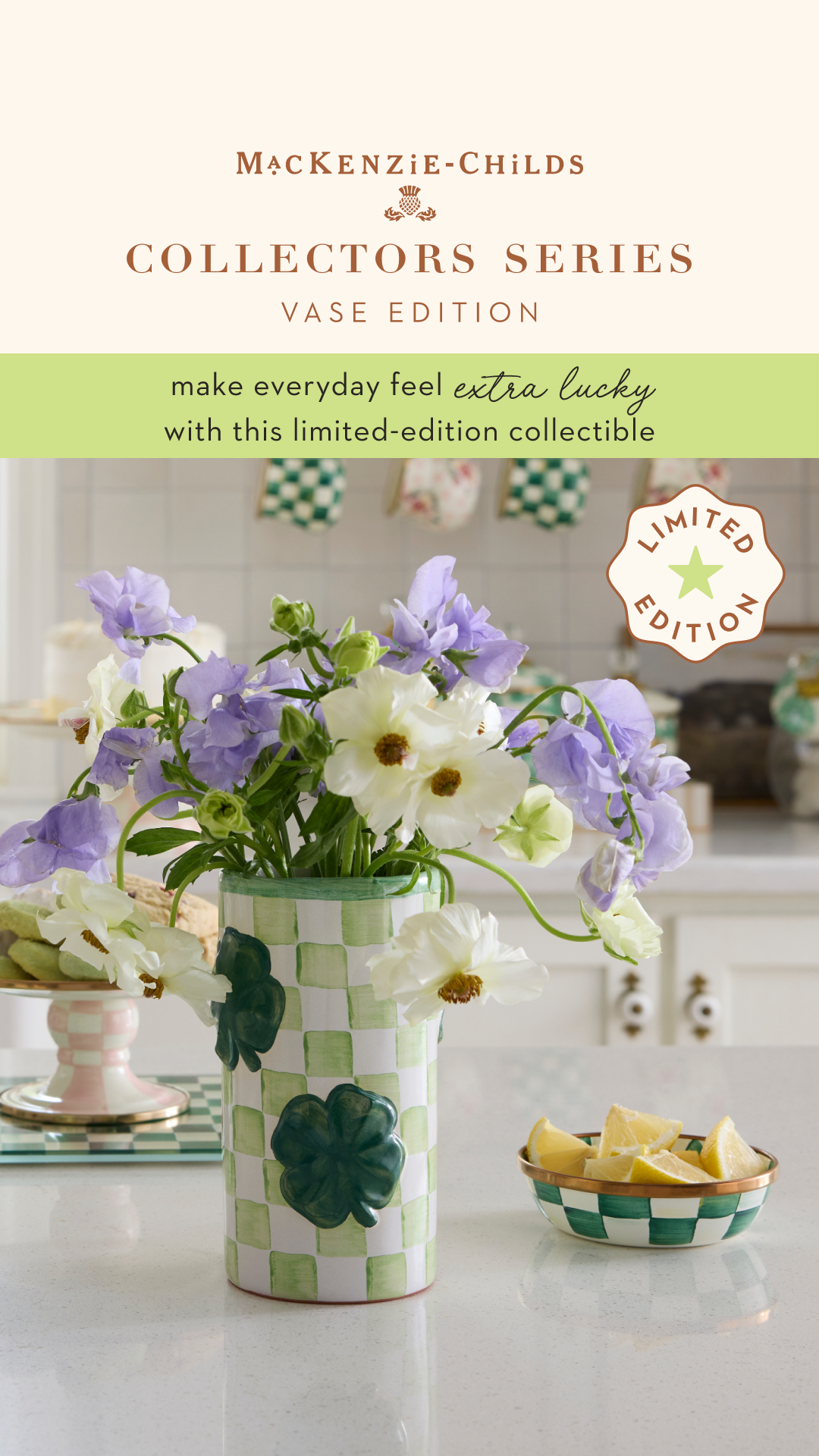 Mackenzie Childs Collector Series Clover Vase