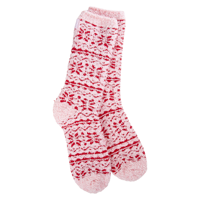 Cozy Winter Crew knit sock in soft gray with ribbed cuff