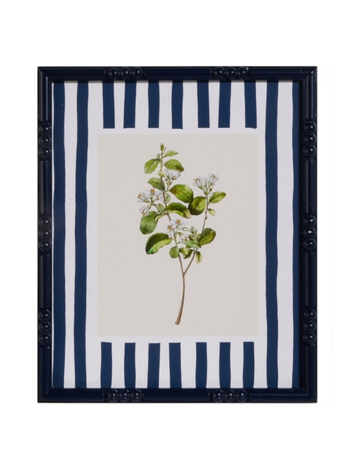 Framed wall art featuring a white jasmine floral print on wood.